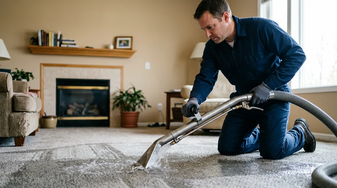 Water damage restoration technician working near Leakey, TX